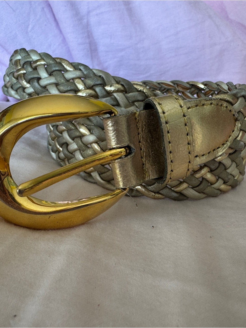 Woven Metallic Gold Braided Women's Belt